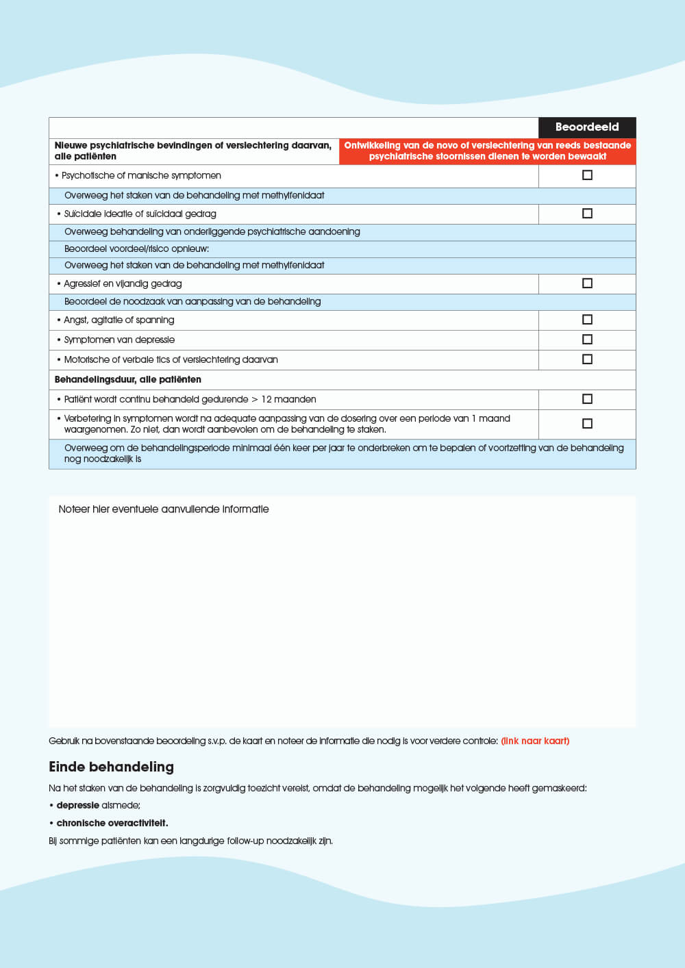 Preview: Checklist 2: Methylfenidaat-checklist voor doorlopende controle tijdens de voortdurende behandeling 